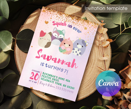 Squishmallows customizable invitation template | Share or Print | QU391