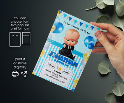 Baby Boss customizable invitation template | Share or Print | boy | GI427
