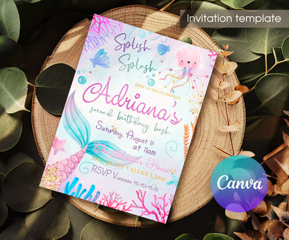 The Little Mermaid Ariel customizable invitation template | Share or Print | girl | GL130