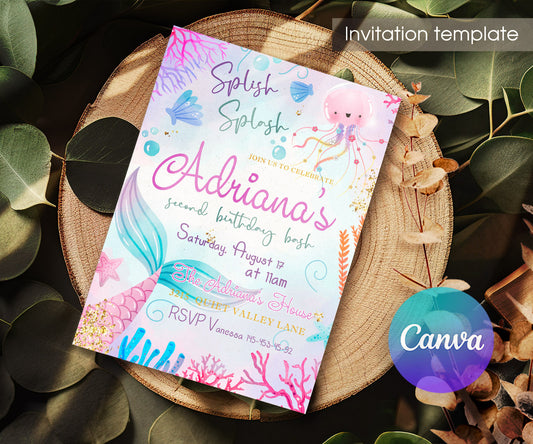 The Little Mermaid Ariel customizable invitation template | Share or Print | girl | GL130