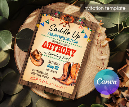 Cowboy Rodeo customizable invitation template | Share or Print | boy | OC726