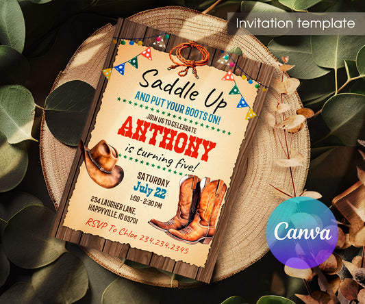 Cowboy Rodeo customizable invitation template | Share or Print | boy | OC726