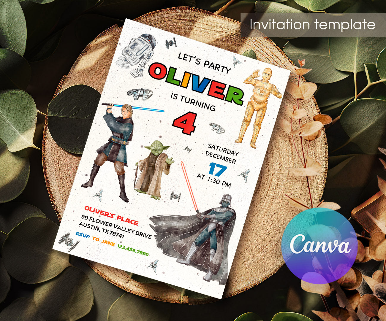 Star Wars Darth Vader customizable invitation template | Share or Print | boy | ZT379