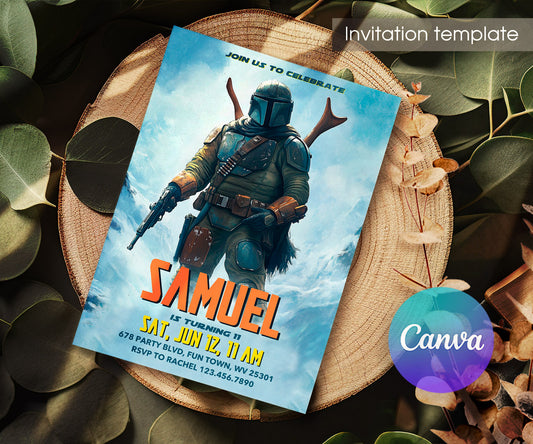The Mandalorian Star Wars Grogu customizable invitation template | Share or Print | boy | OH902