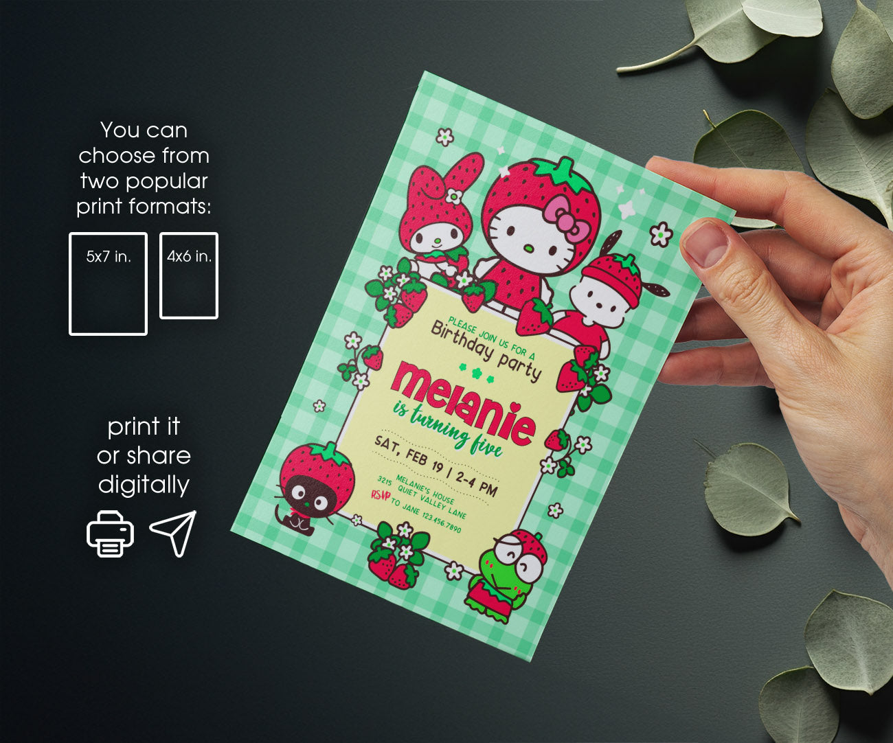 Hello Kitty Sanrio customizable invitation template | Share or Print | AC949