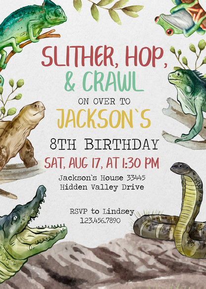 Reptile Lizard Snake customizable invitation template | Share or Print | VK904