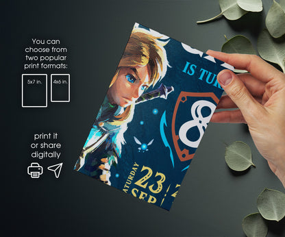Legend of Zelda Gamer customizable invitation template | Share or Print | IM770