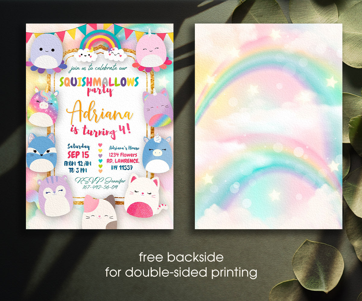 Squishmallows customizable invitation template | Share or Print | DW559