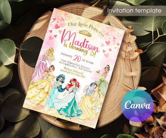 Disney Princess customizable invitation template | Share or Print | girl | PL151