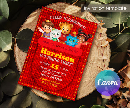 Daniel Tiger's Neighborhood customizable invitation template | Share or Print | XF475