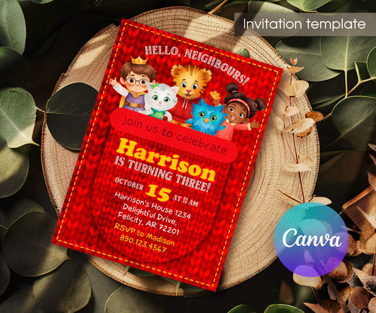 Daniel Tiger's Neighborhood customizable invitation template | Share or Print | XF475