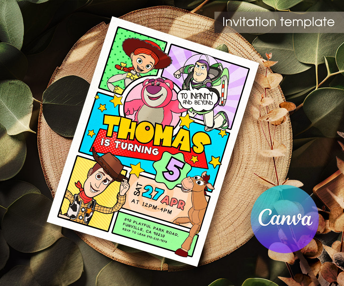 Toy Story Woody customizable invitation template | Share or Print | UN831