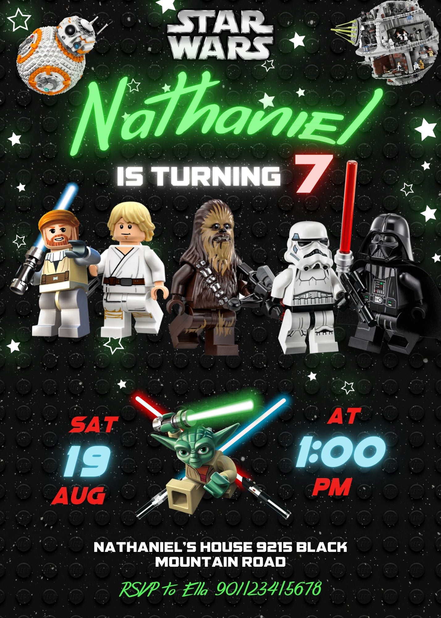 Star Wars Darth Vader Lego Minifigures customizable invitation template | Share or Print | HD037