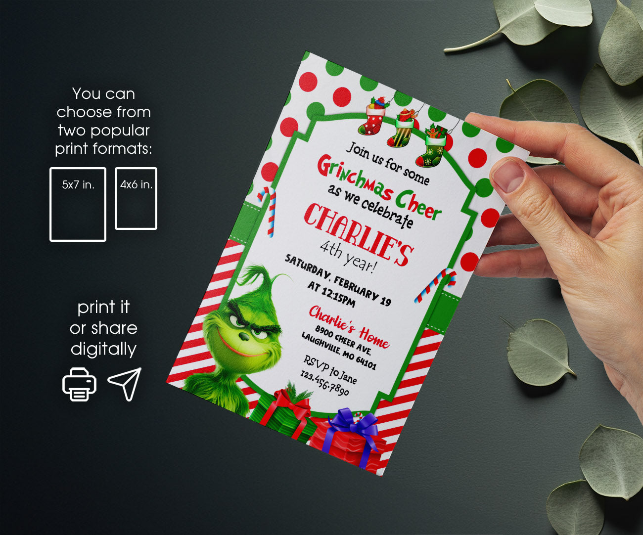 The Grinch  Merry Grinchmas customizable invitation template | Share or Print | SH696