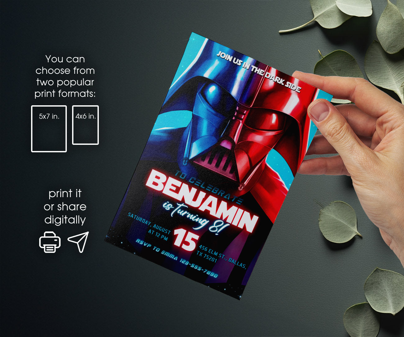 Star Wars Darth Vader customizable invitation template | Share or Print | boy | JL231