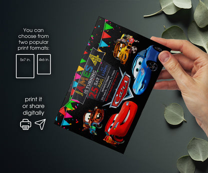 Cars Lightning McQueen customizable invitation template | Share or Print | boy | GX595