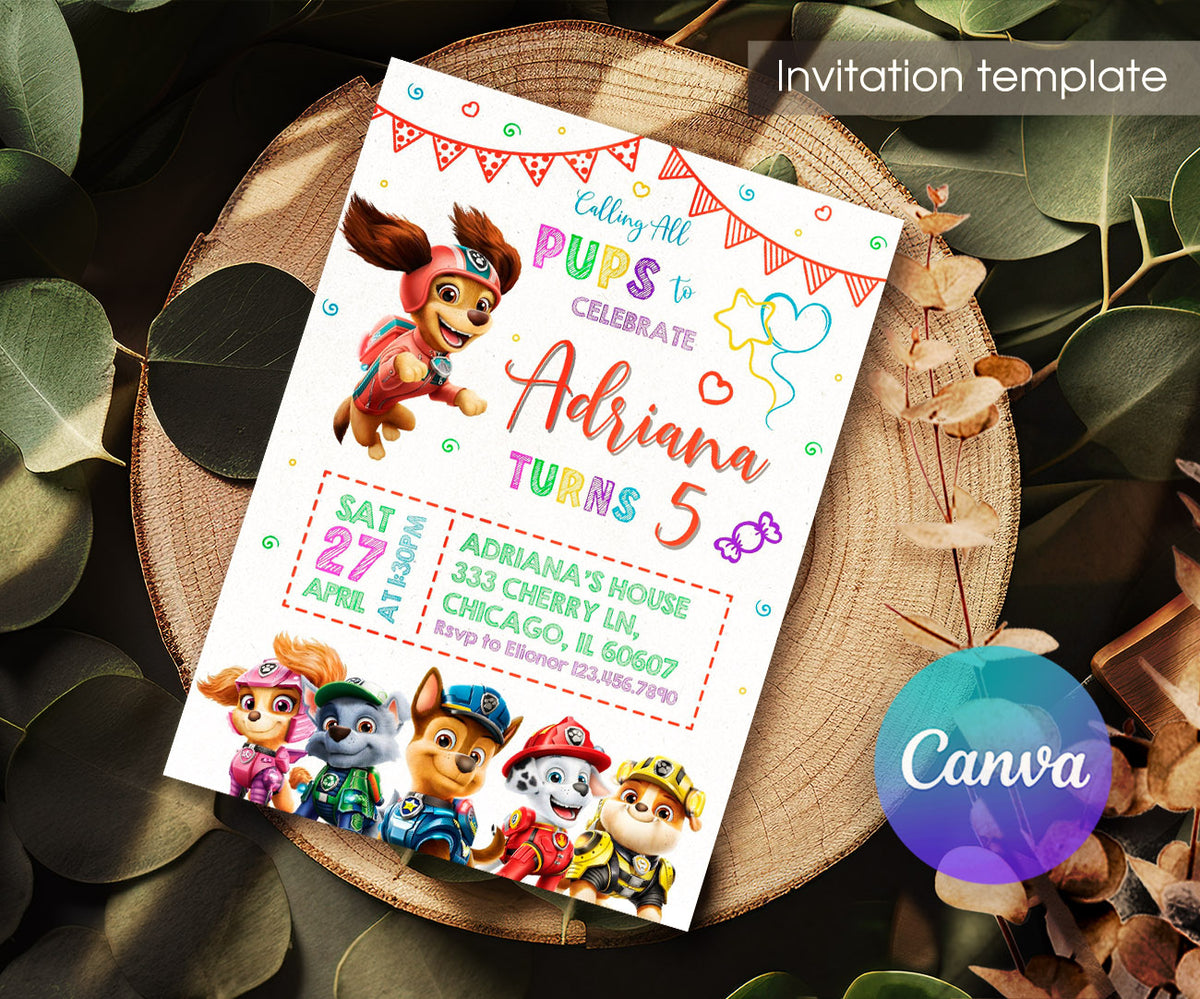 PAW Patrol customizable invitation template | Share or Print | DT610