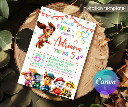 PAW Patrol customizable invitation template | Share or Print | DT610