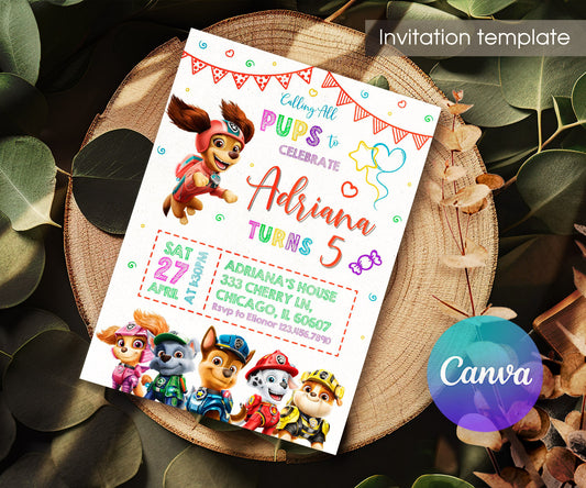 PAW Patrol customizable invitation template | Share or Print | DT610