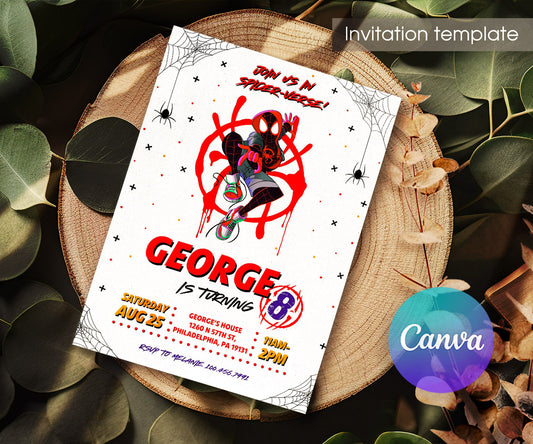 Spider Man Across the Spider-Verse customizable invitation template | Share or Print | boy | YV940
