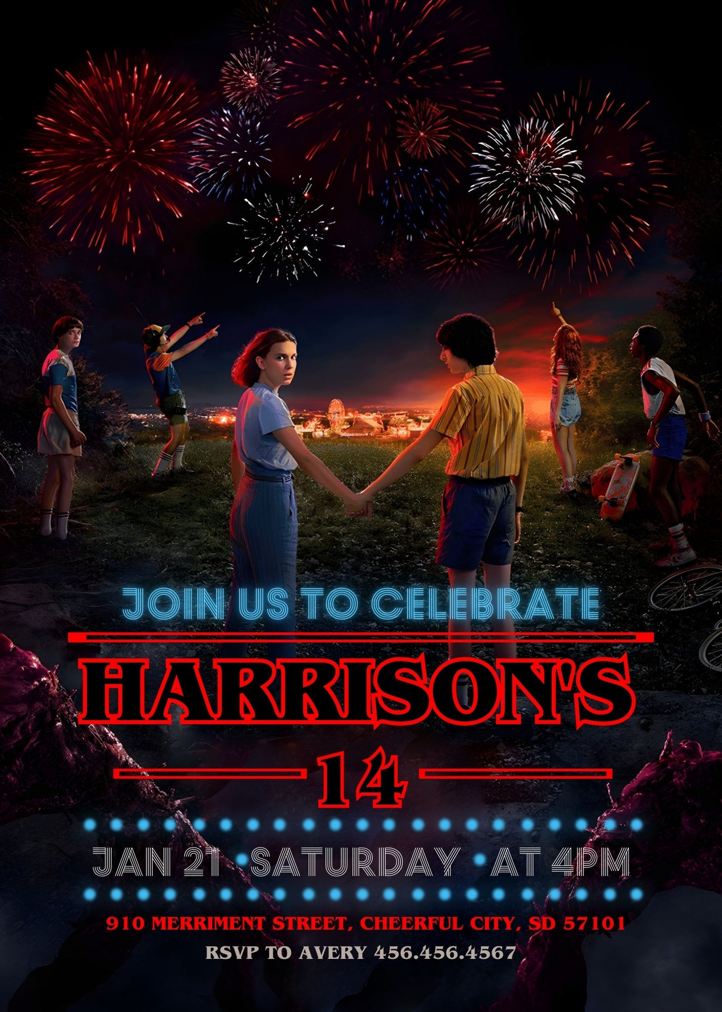 Stranger Things customizable invitation template | Share or Print | BT594