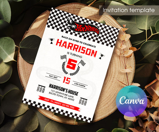 Hot Wheels Racing customizable invitation template | Share or Print | boy | PS805