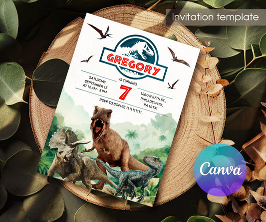 Jurassic World Dinosaur customizable invitation template | Share or Print | AD737