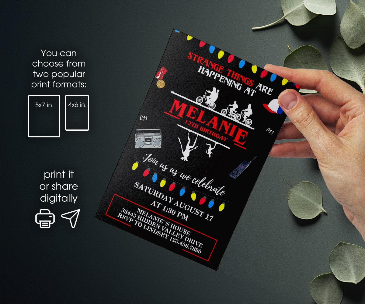 Stranger Things customizable invitation template | Share or Print | KN407