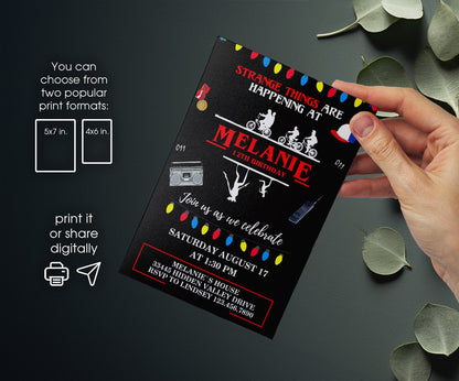 Stranger Things customizable invitation template | Share or Print | KN407
