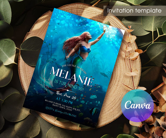 The Little Mermaid Ariel customizable invitation template | Share or Print | girl | VP431