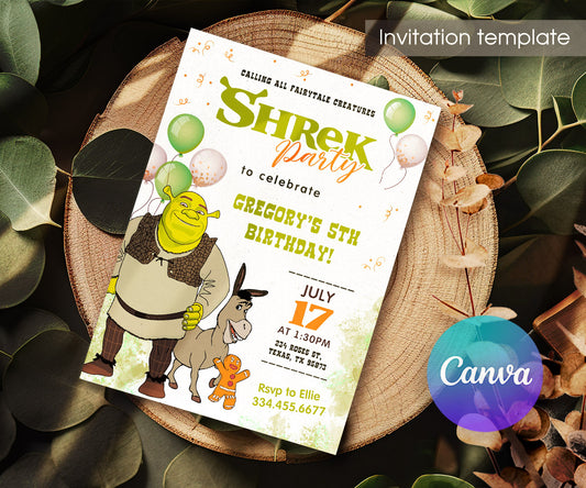 Shrek customizable invitation template | Share or Print | MK303