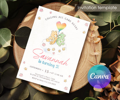 Care Bears customizable invitation template | Share or Print | ZC510