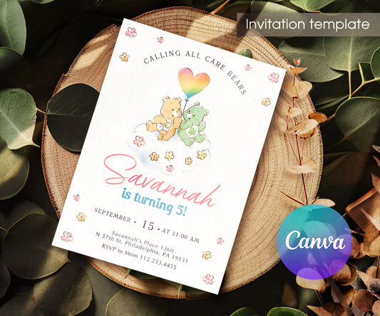 Care Bears customizable invitation template | Share or Print | ZC510