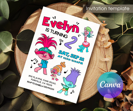 Trolls Poppy customizable invitation template | Share or Print | GG172