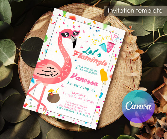 Flamingo Pink customizable invitation template | Share or Print | girl | AS188