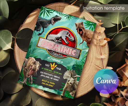 Jurassic Park Dinosaur customizable invitation template | Share or Print | VJ740