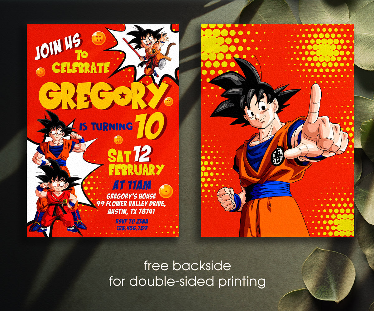 Dragon Ball Z Anime customizable invitation template | Share or Print | boy | XR755