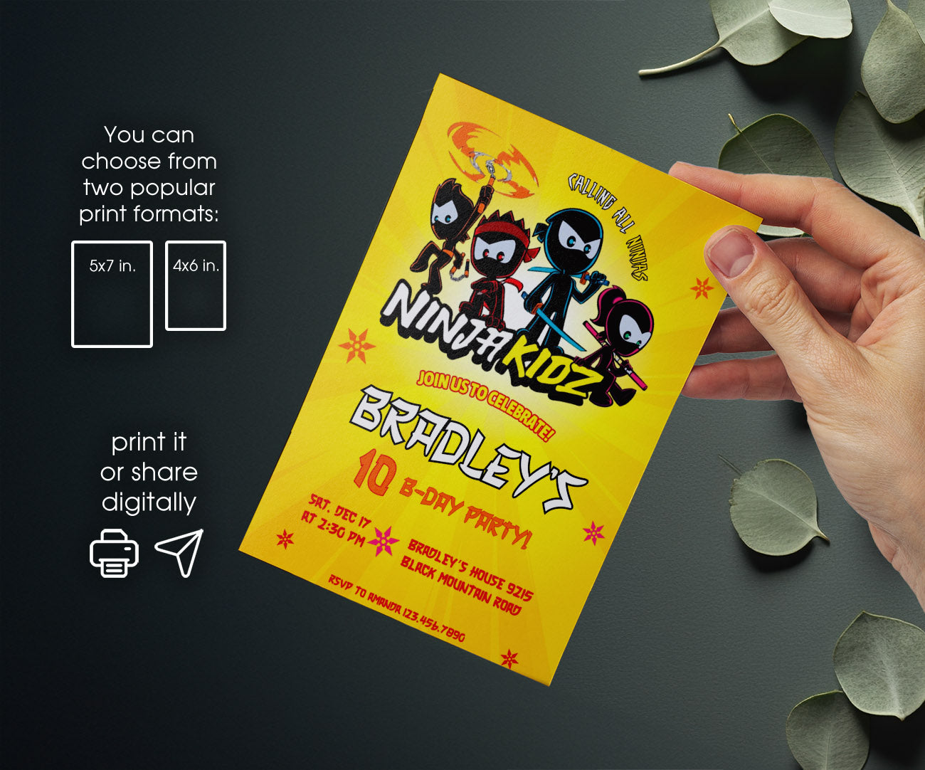 Ninja Kidz TV customizable invitation template | Share or Print | NH741