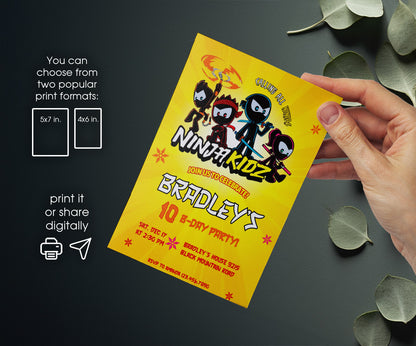 Ninja Kidz TV customizable invitation template | Share or Print | NH741