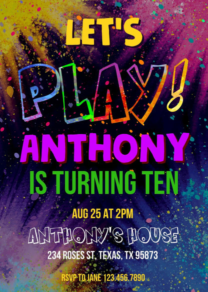 Play Party Gamer customizable invitation template | Share or Print | YC011
