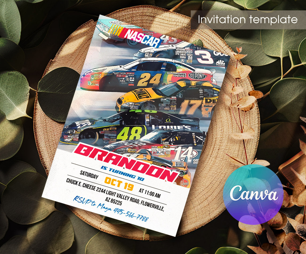 Nascar Racing Ricky Bobby customizable invitation template | Share or Print | boy | WU531