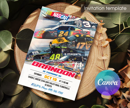 Nascar Racing Ricky Bobby customizable invitation template | Share or Print | boy | WU531