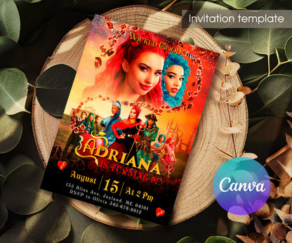 Descendants The Rise of Red Disney customizable invitation template | Share or Print | HN837