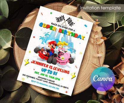 Mario Kart Gamer customizable invitation template | Share or Print | boy | GQ374