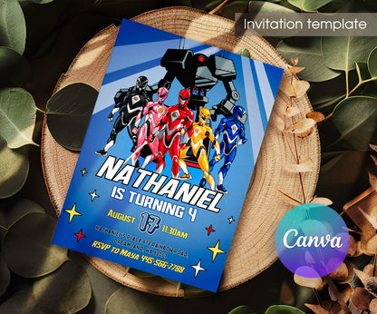 Mighty Morphin Power Rangers customizable invitation template | Share or Print | boy | YA367