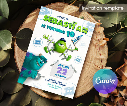 Monsters, Inc. customizable invitation template | Share or Print | JY953