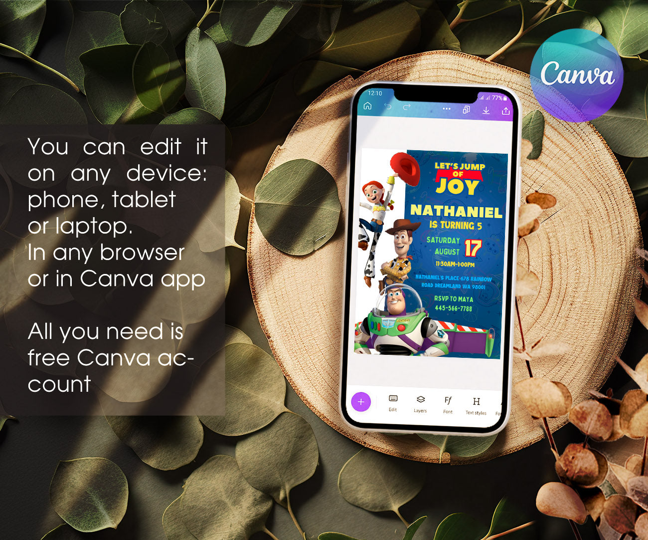 Toy Story Woody customizable invitation template | Share or Print | SW894