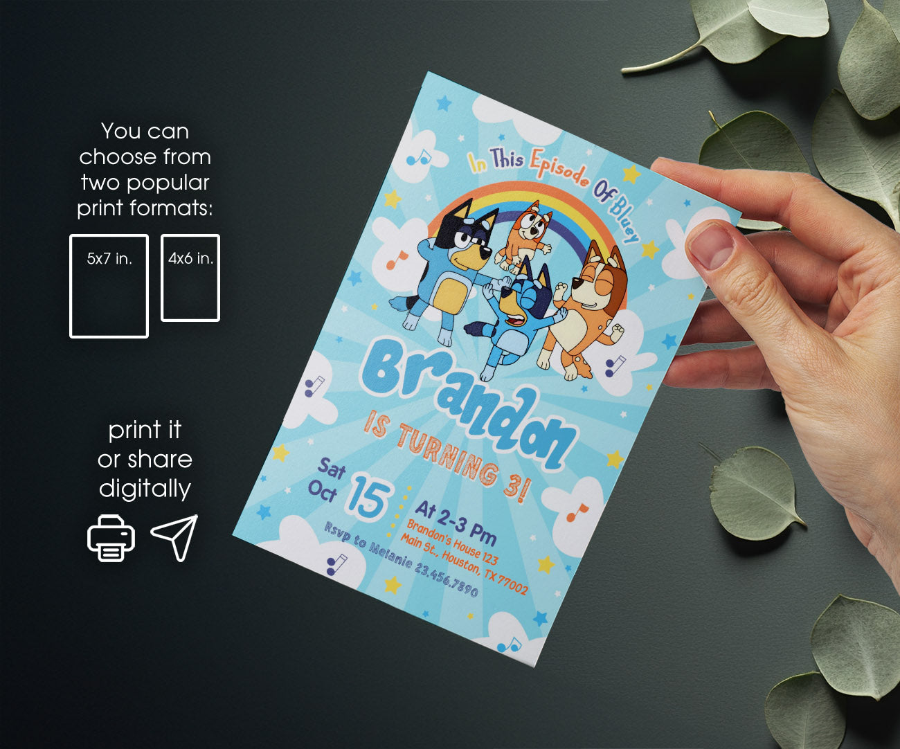 Bluey Bingo customizable invitation template | Share or Print | VD765