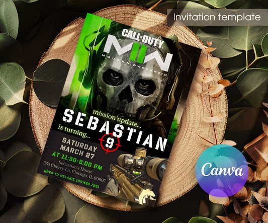 Call of Duty Gamer customizable invitation template | Share or Print | boy | DB437