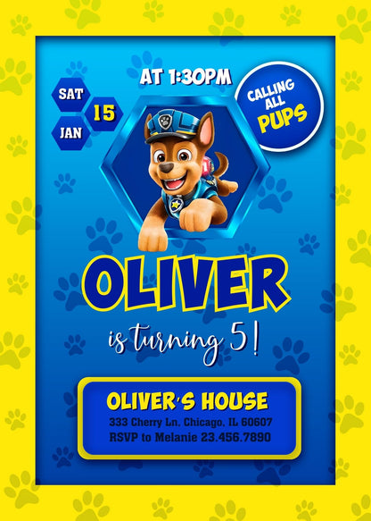 PAW Patrol customizable invitation template | Share or Print | WG461
